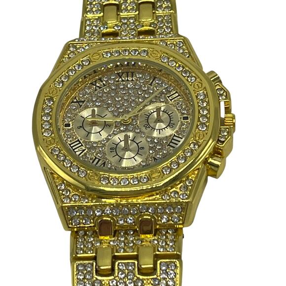 Fashion Gold Tone Rhinestone Analog Watch - Picture 7 of 13